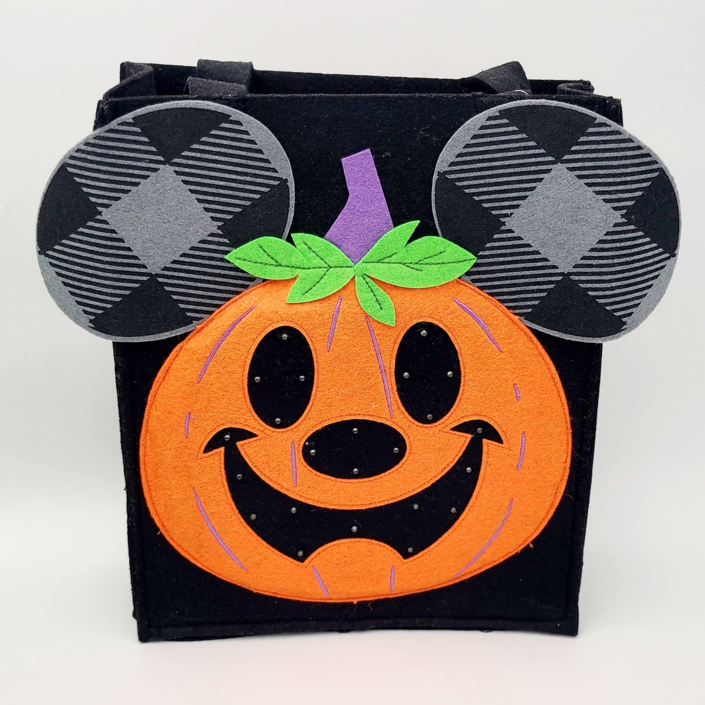 Disney Parks Mickey Jack-o'-Lantern Pumpkin π Felt Light-Up Halloween Candy Bag