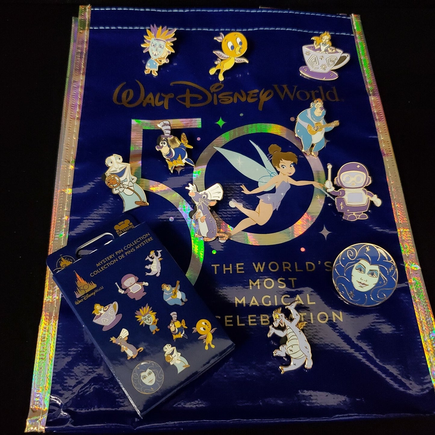 *COMPLETE SET 10 Pins* Walt Disney World Park 50th Anniversary Mystery PLUS Bag