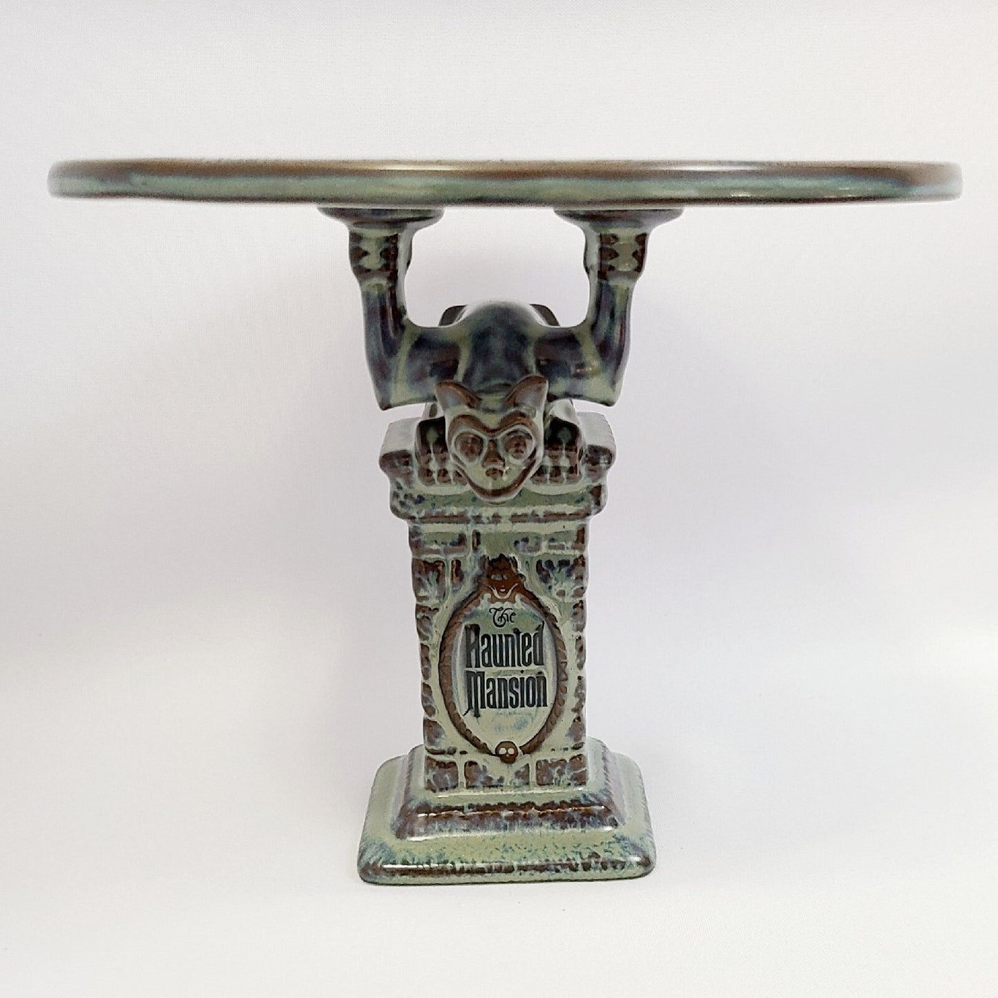 NEW Disney Parks The Haunted Mansion Gargoyle Wallpaper Porcelain Cake Stand