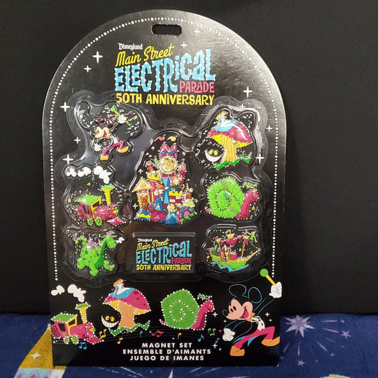2022 Disney Parks Disneyland Main Street Electrical Parade 50th Magnet 8 Pc Set