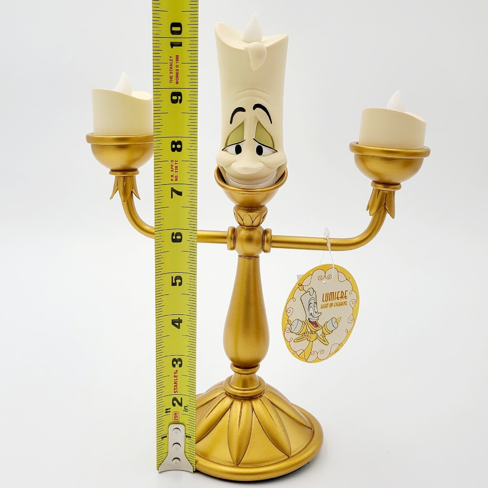 NEW Disney Parks Beauty & The Beast Cogsworth Clock Lumiere Light Up Figure Set
