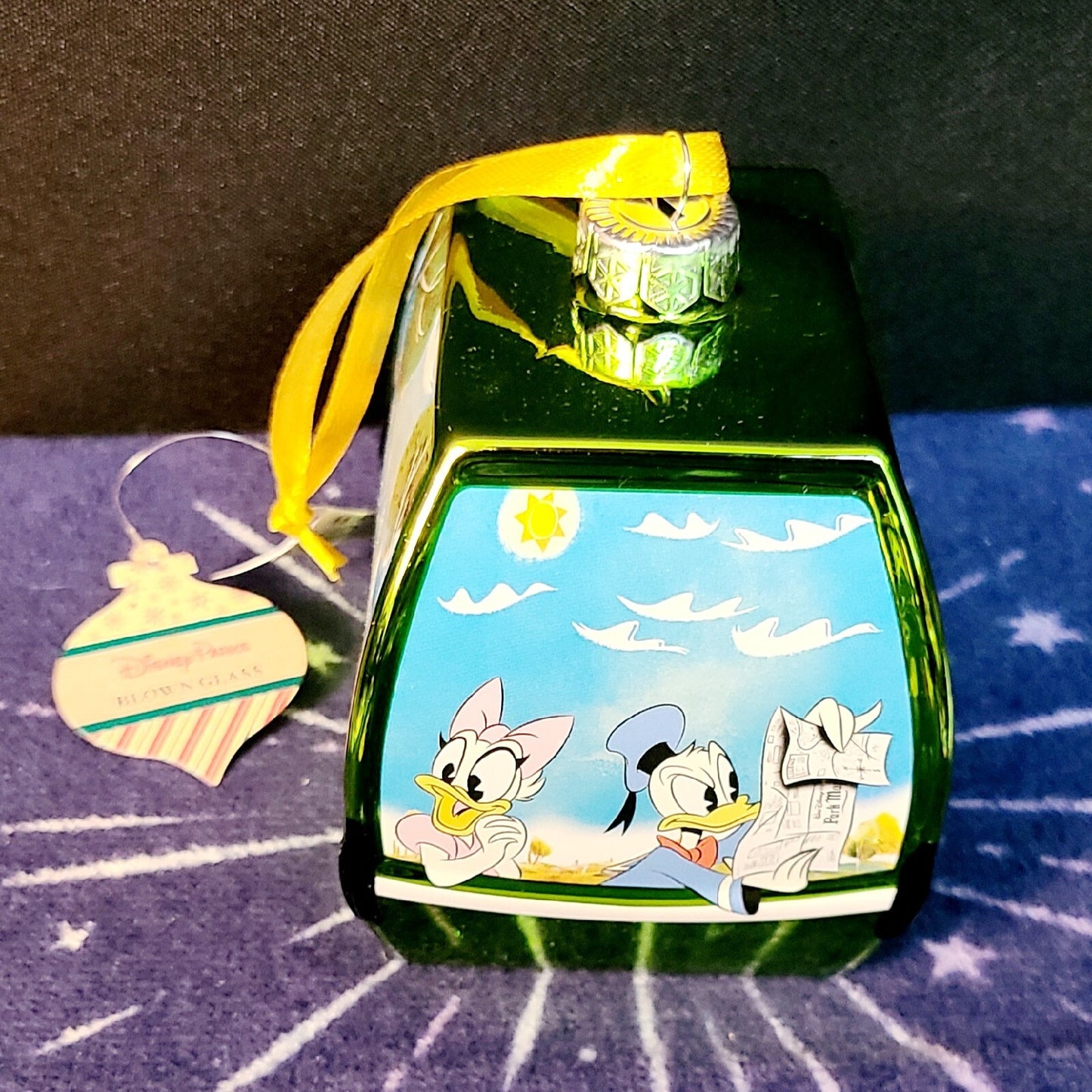 Disney Parks 2023 Skyliner Donald Duck Daisy Scrooge Glass Christmas Ornament