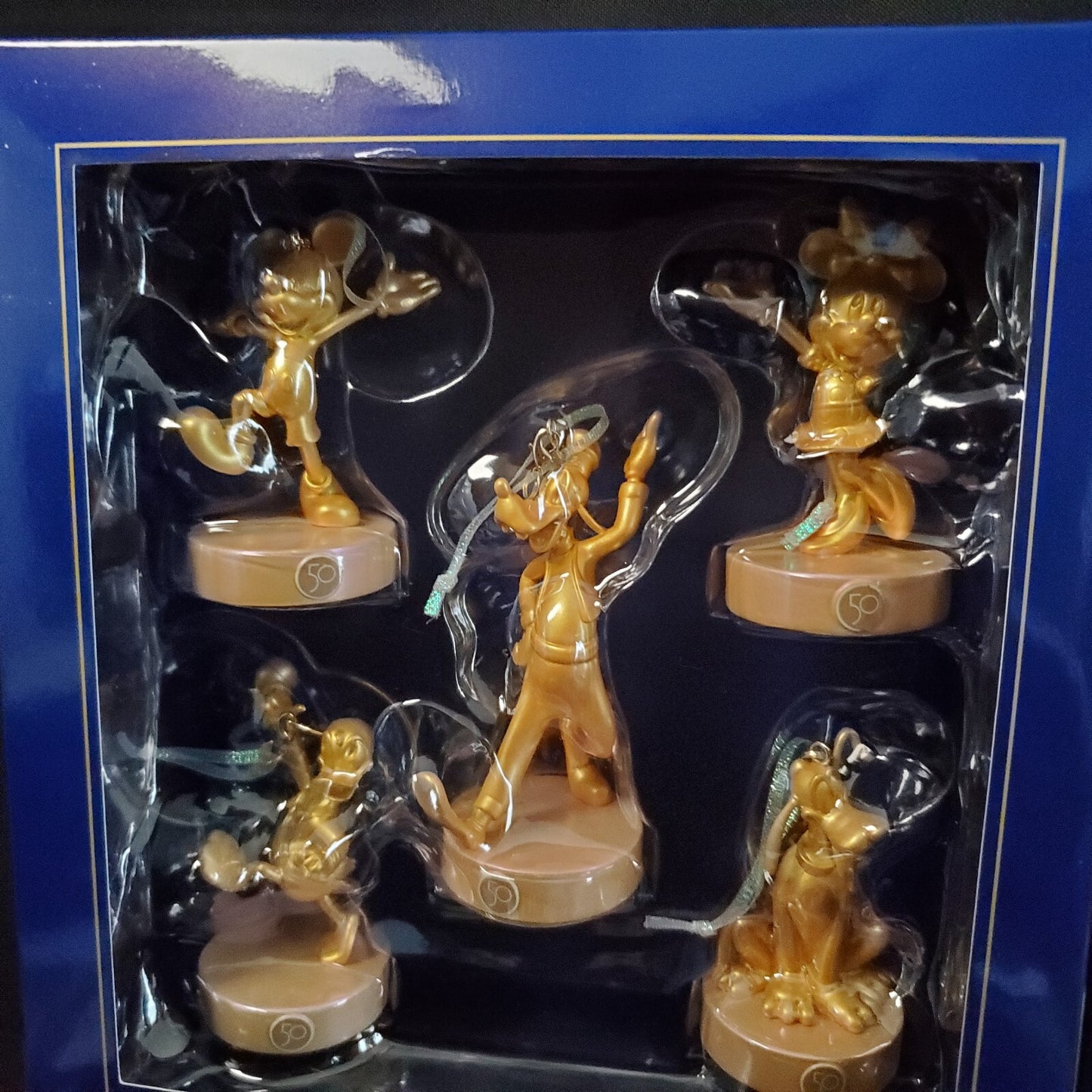 Walt Disney World 50th Anniversary Fab 50 Gold Ornament Set of 19- All 4 PARKS