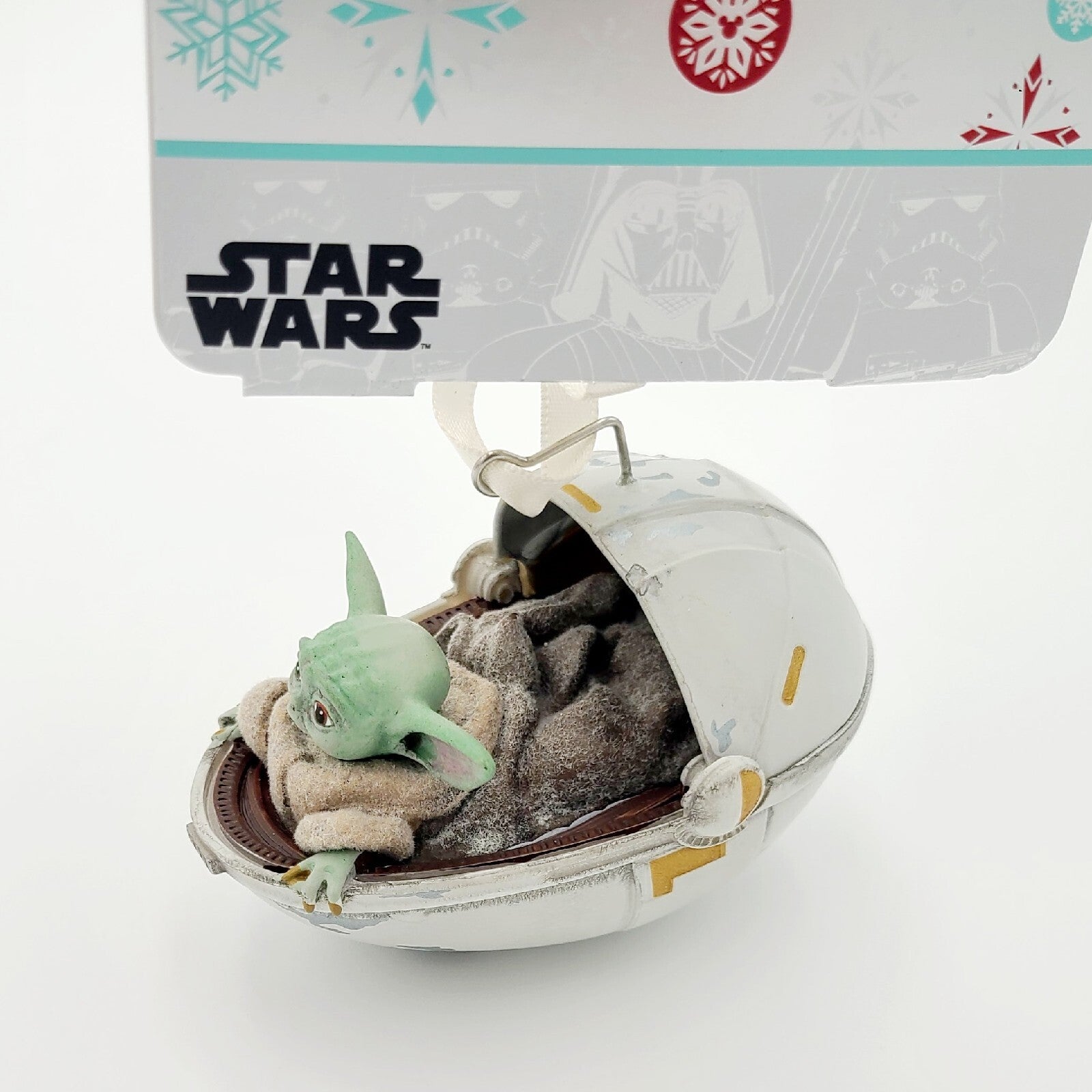 NEW Disney Parks Star Wars Baby Yoda Grogu Carrier Stetchbook Ornament Christmas