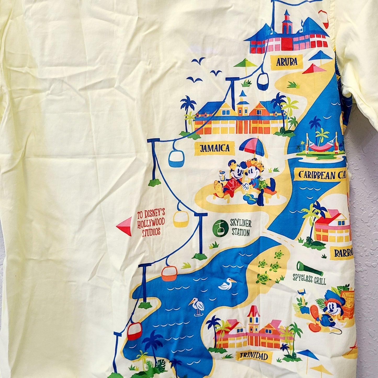 LARGE Disney World Park Caribbean Beach Resort Map Shirt Skyliner Mickey Minnie