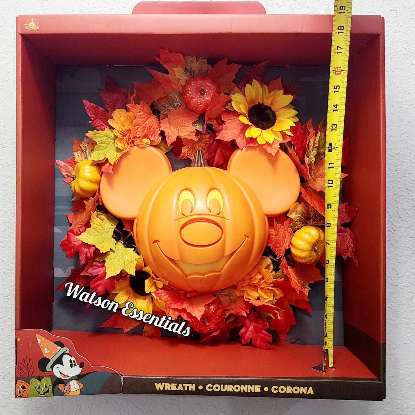 2025 Disney World Parks Halloween Mickey Mouse Pumpkin Wreath Light Up In Box