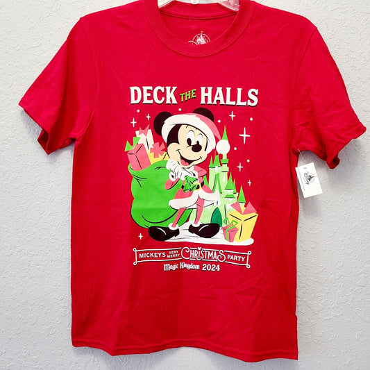 KIDS LARGE Disney World Parks 2024 Mickey's Very Merry Christmas Party Red Shirt