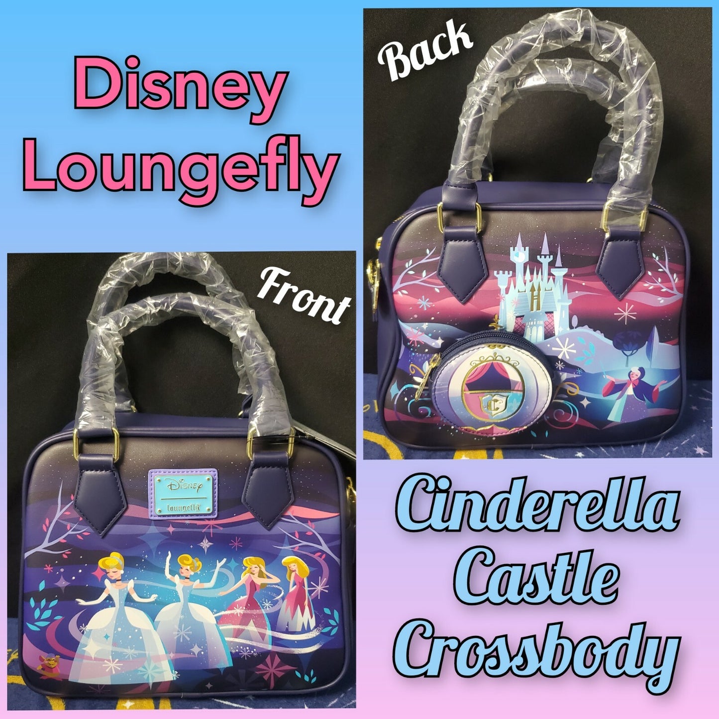 NEW Disney Loungefly Cinderella Castle Crossbody Bag Purse & Mini Backpack Set
