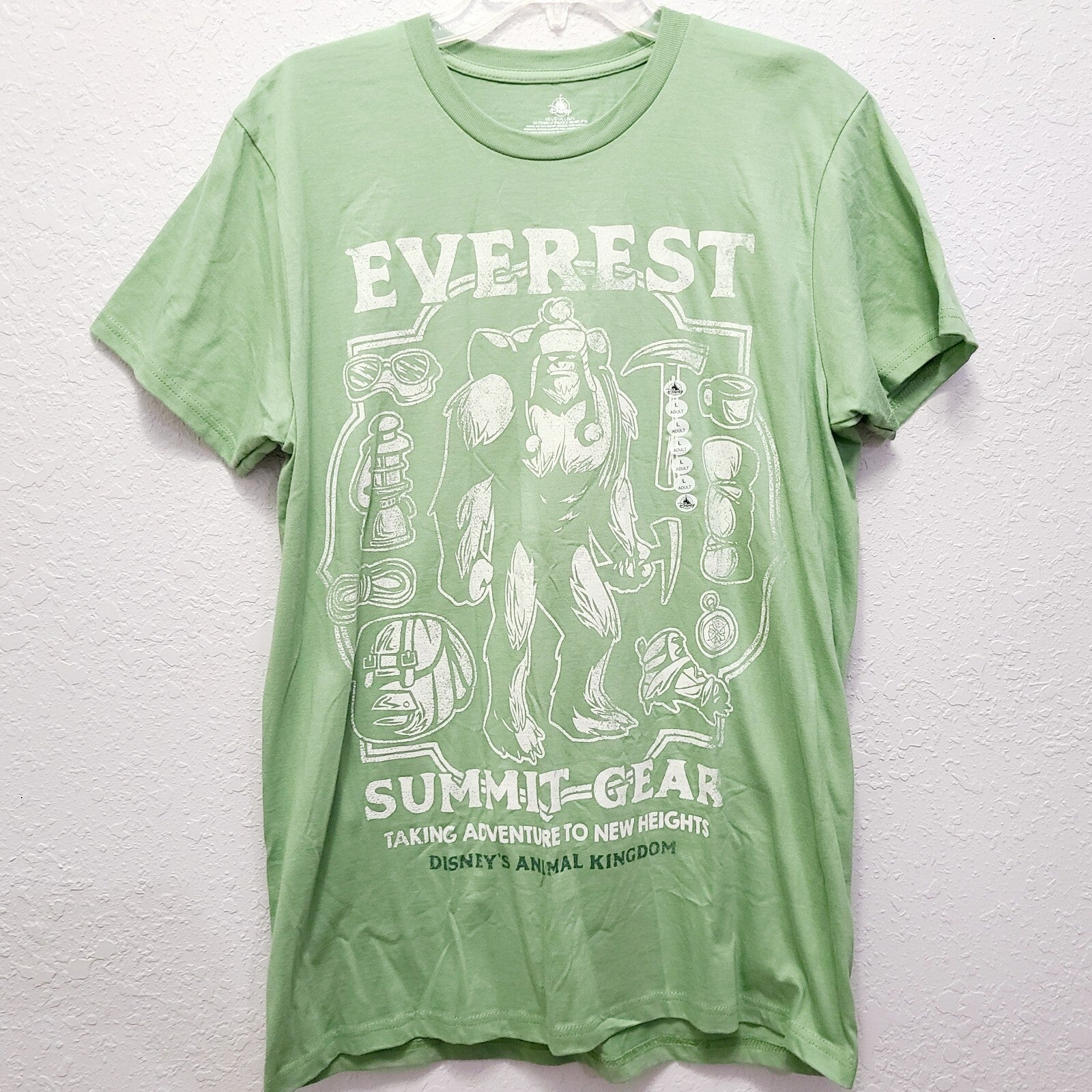 LARGE Disney Park Everest Animal Kingdom Everest Summit Gear Green T Shirt Adult