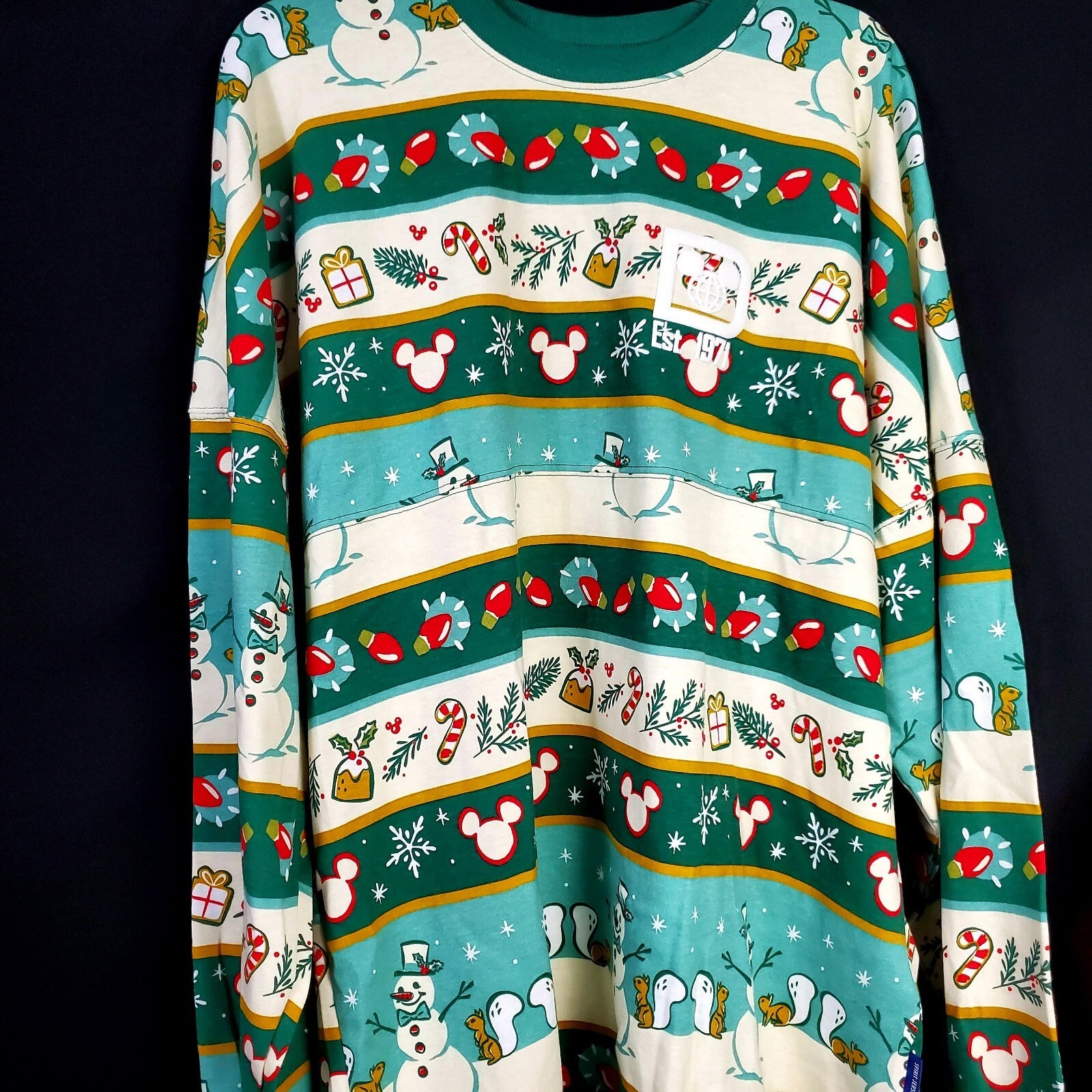 LARGE 2022 Walt Disney World Parks Spirit Jersey Christmas Mickey Ears Snowman