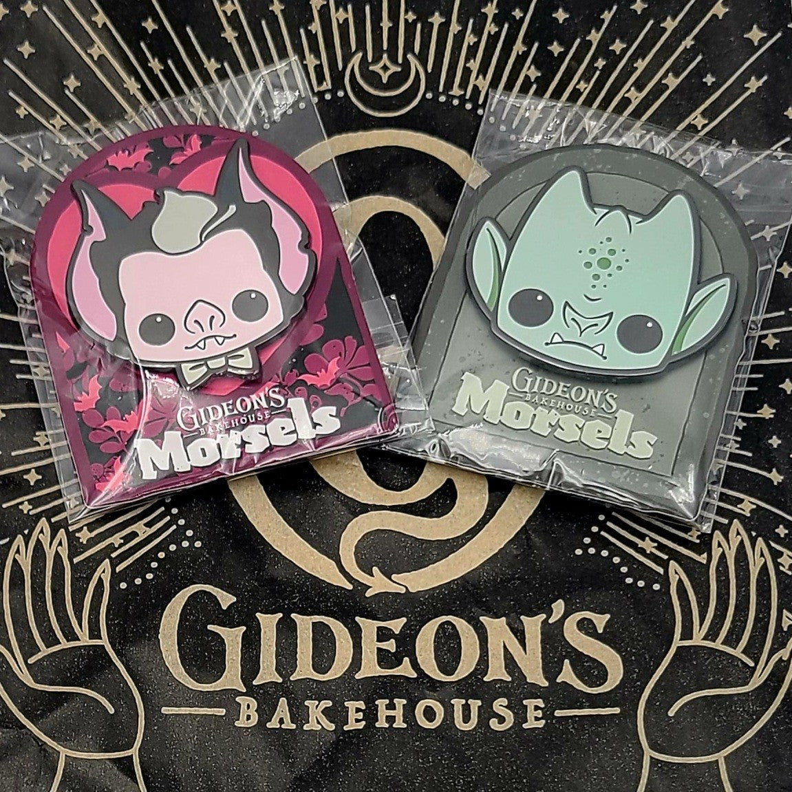 2 Pin Set Gideons Bakehouse January & February 2026 Pipistrello Gargoyle Morsels