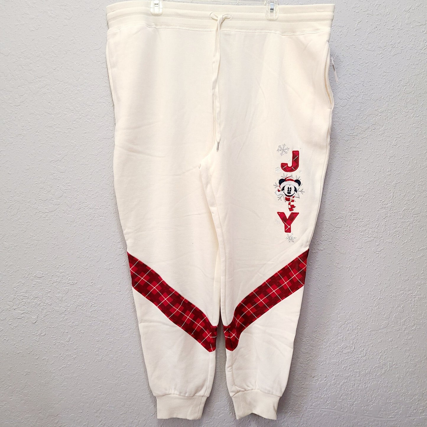 1X Disney World Parks Christmas Mickey Jogger Sweatpants NEW 2021 JOY Snowflake