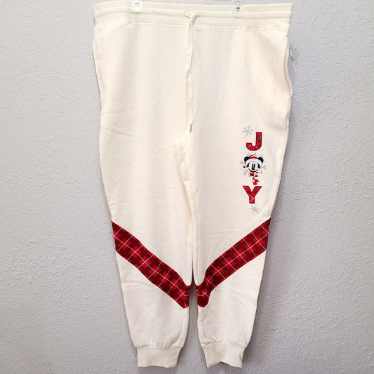 1X Disney World Parks Christmas Mickey Jogger Sweatpants NEW 2021 JOY Snowflake