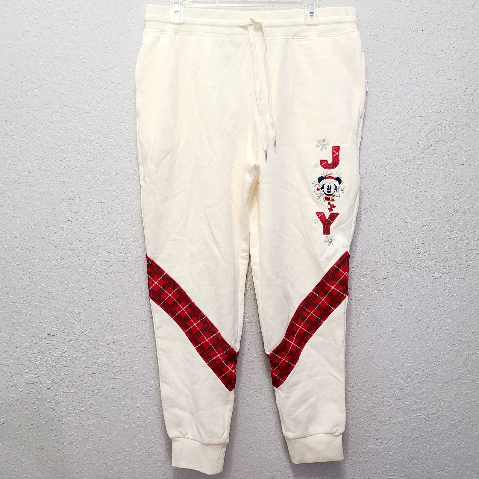 LARGE Disney World Parks Christmas Mickey Jogger Sweatpants 2021 JOY Snowflake