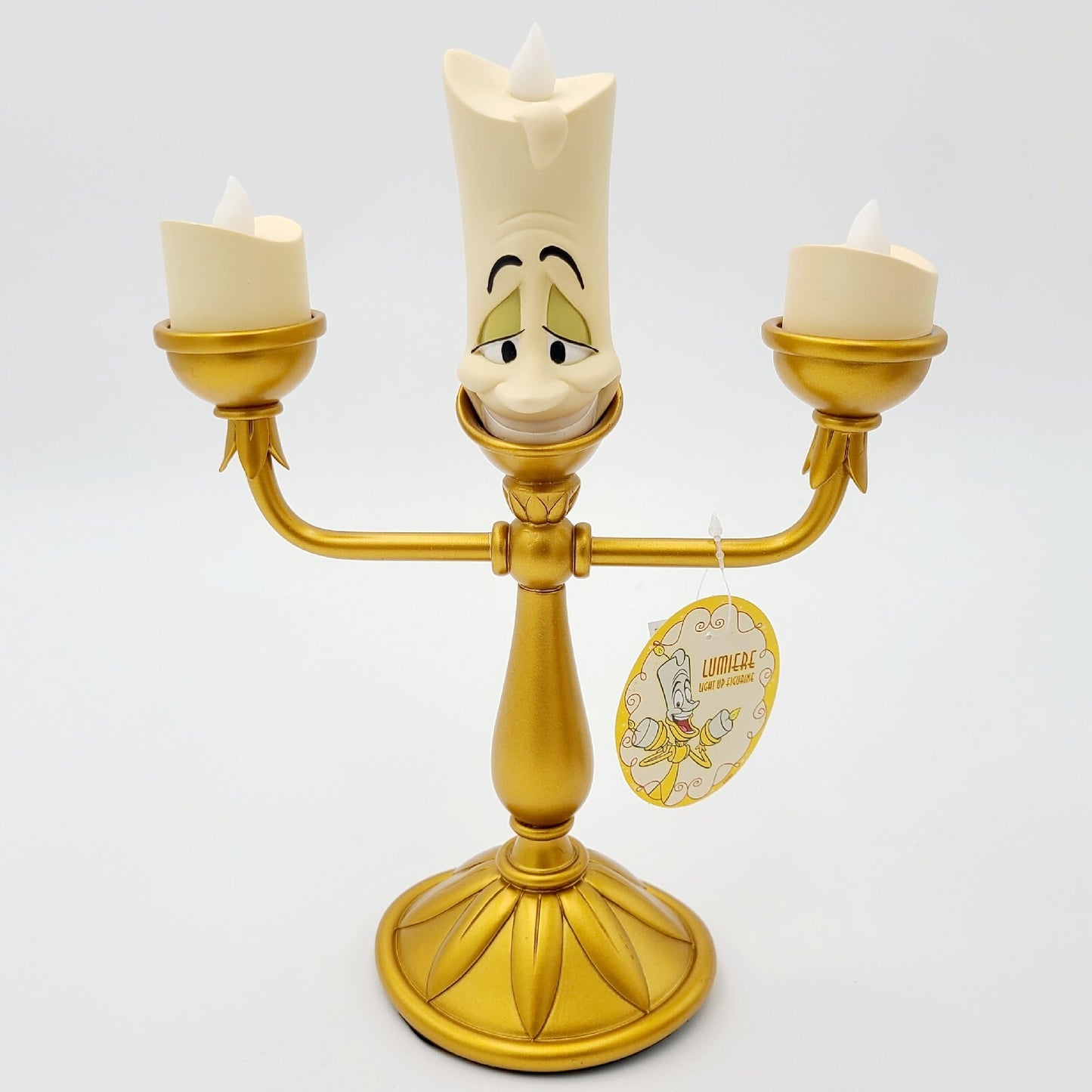 NEW Disney Parks Beauty & The Beast Cogsworth Clock Lumiere Light Up Figure Set