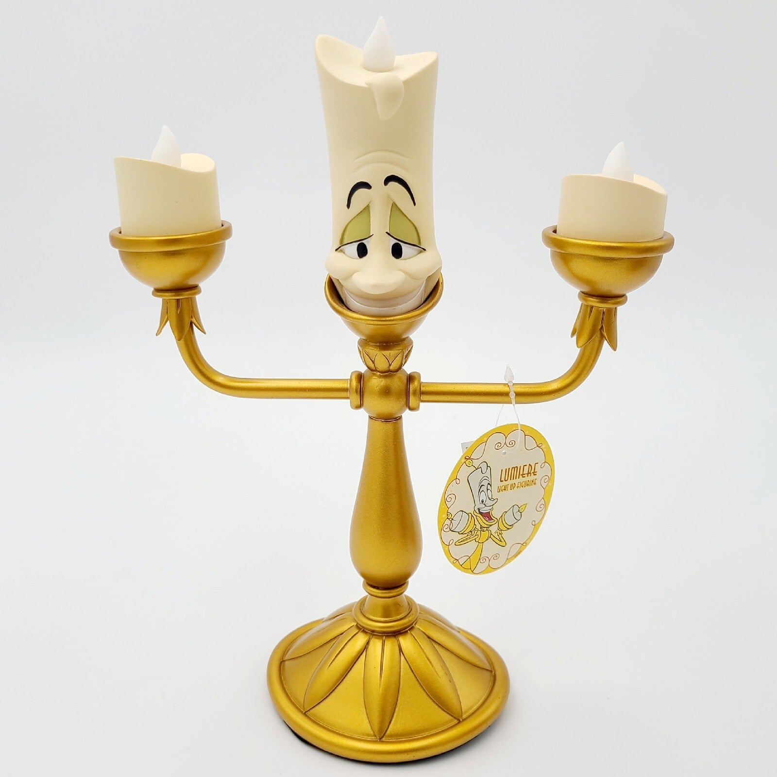 NEW Disney Parks Beauty & The Beast Cogsworth Clock Lumiere Light Up Figure Set