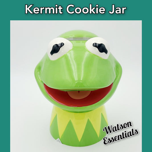 NEW 2023 Disney Parks The Muppets Kermit The Frog Ceramic Green 9.5" Cookie Jar