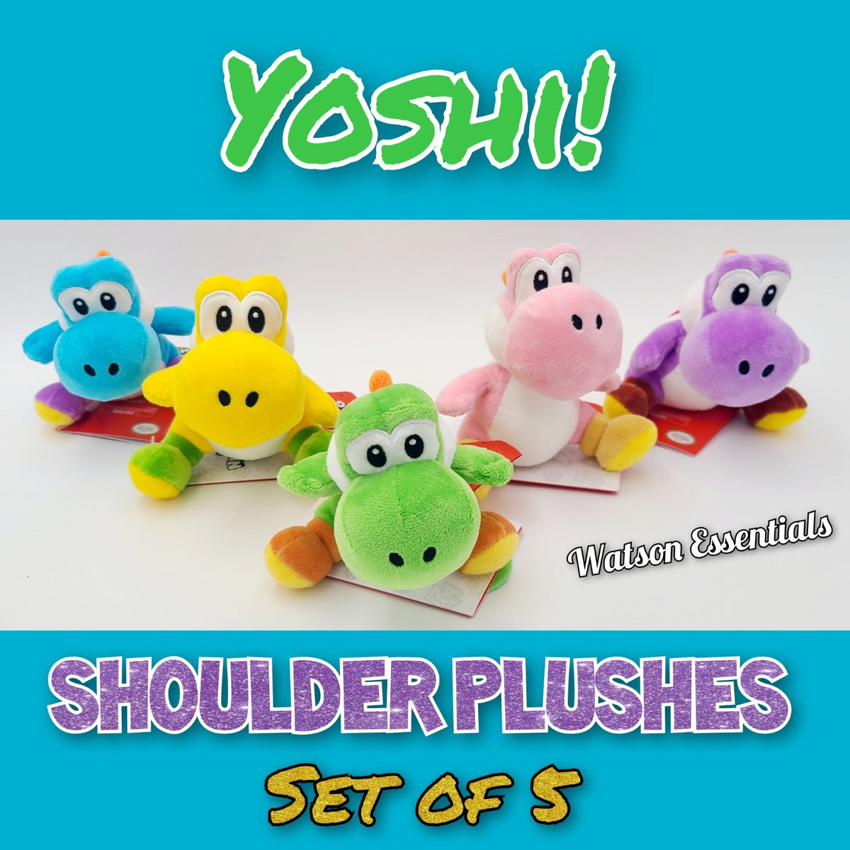 Set of 5 EPIC Universal Studios Super Nintendo World Yoshi Shoulder Magnet Plush