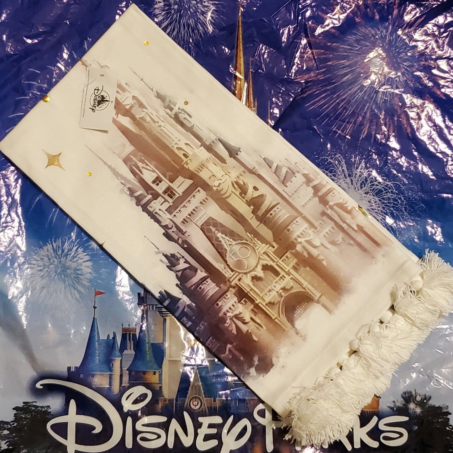 2021 Walt Disney World Park 50th Anniversary Castle Kitchen Hand Towel WDW NEW