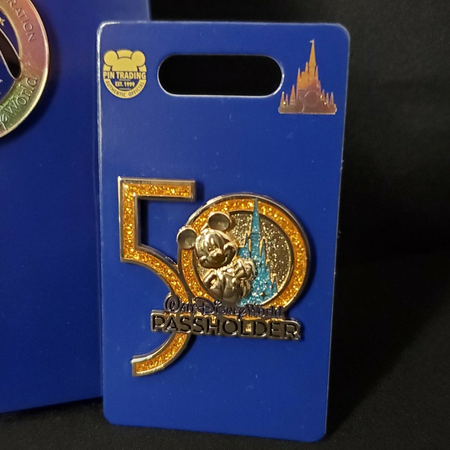Walt Disney World WDW 50th Anniversary Pin Trading Starter Set Lanyard & AP Pin