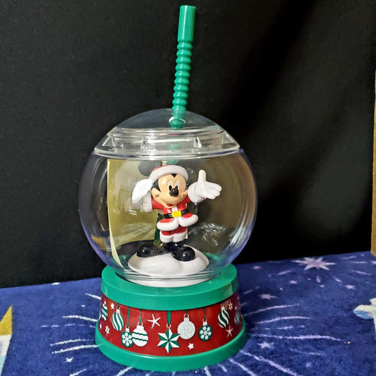 IN HAND Disney Parks 2022 Holiday Christmas Santa Mickey Snow Globe Sipper Cup