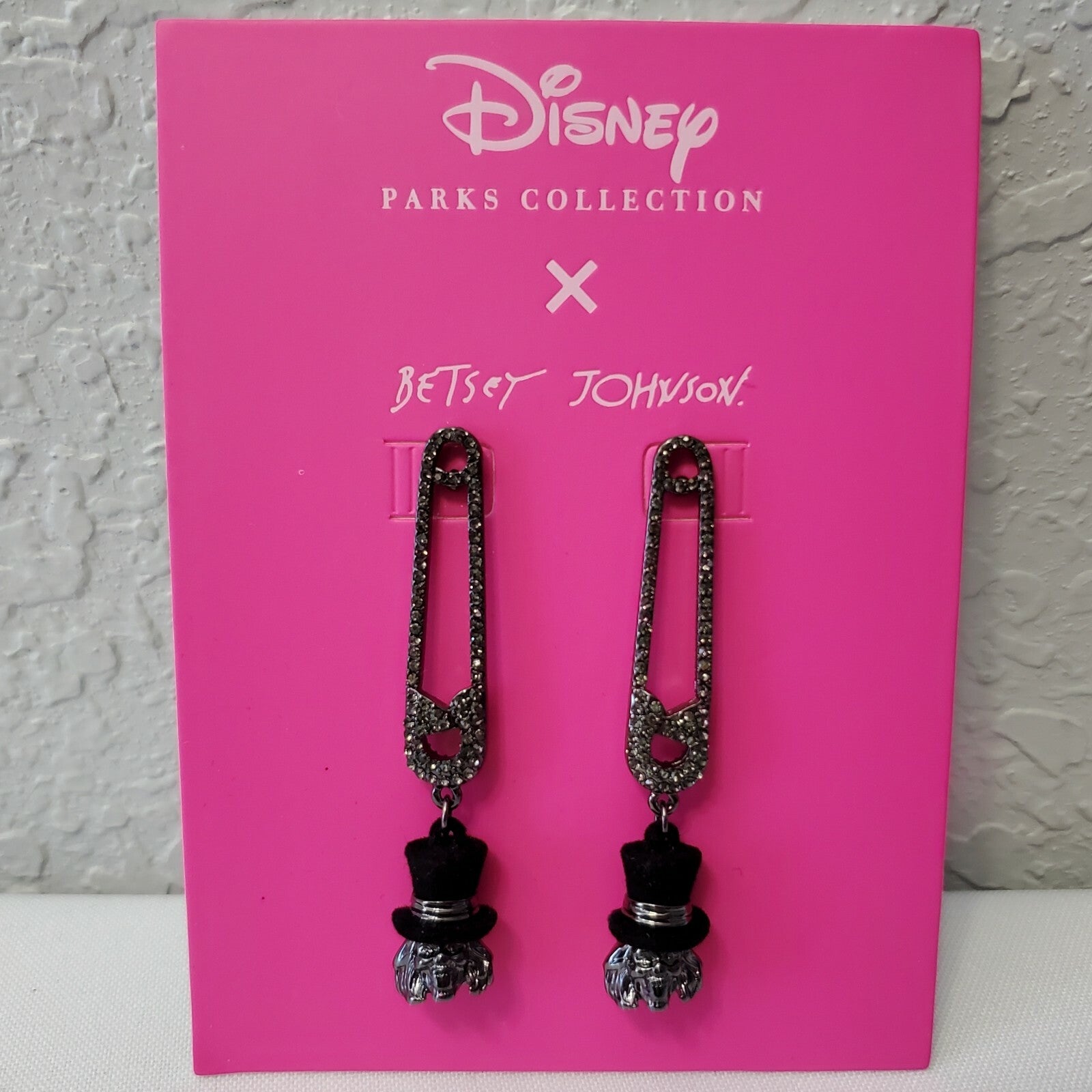Disney Parks Haunted Mansion Hatbox Ghost Safety Pins Earrings By Betsey Johnson