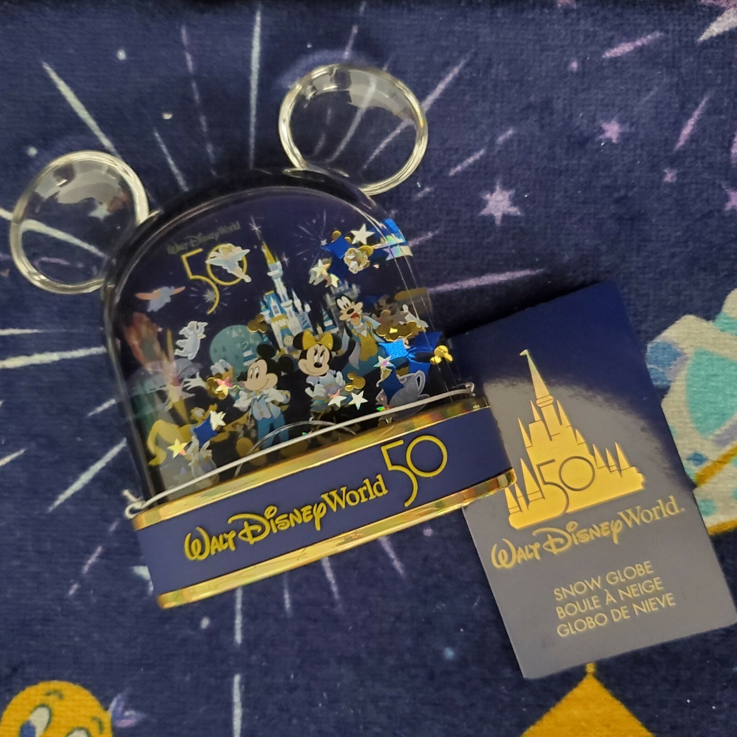 Walt Disney World Parks 50th Anniversary Snow Globe Mickey Ears Minnie WDW Icons