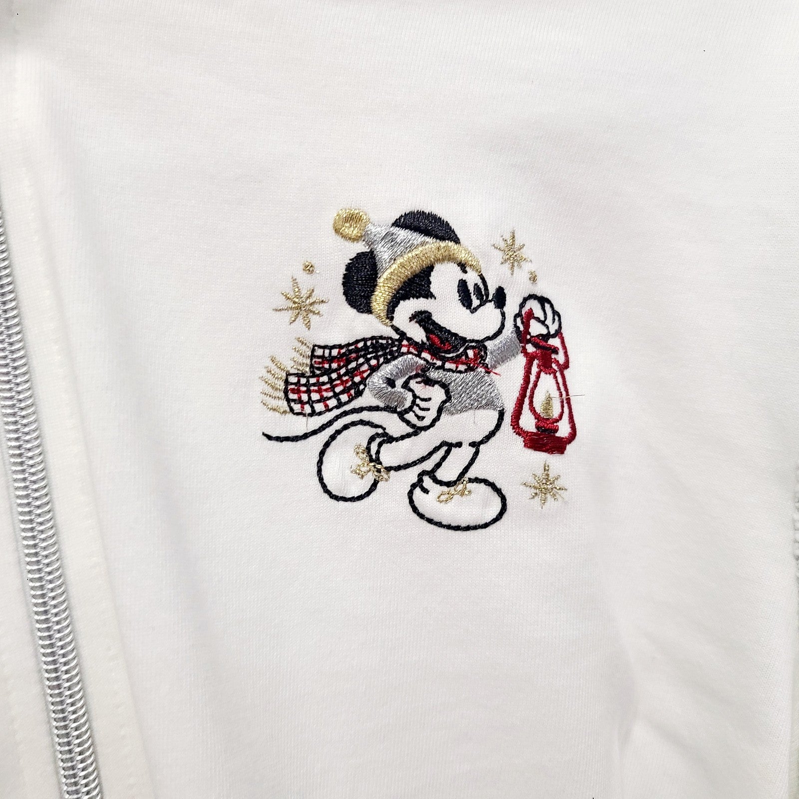 LARGE Disney Park Holiday Zip Up Hoodie Mickey Minnie Mouse Christmas RARE HTF
