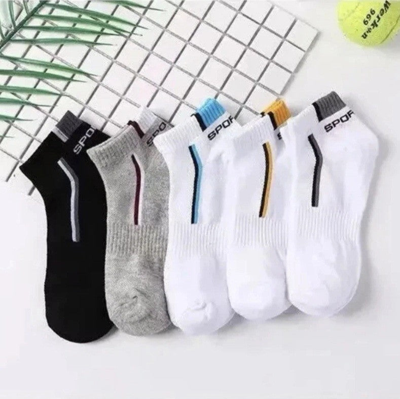 10 Pairs Men / Women Sport Stripe Cotton Bamboo Socks Ankle Low Cut Nonslip Pack