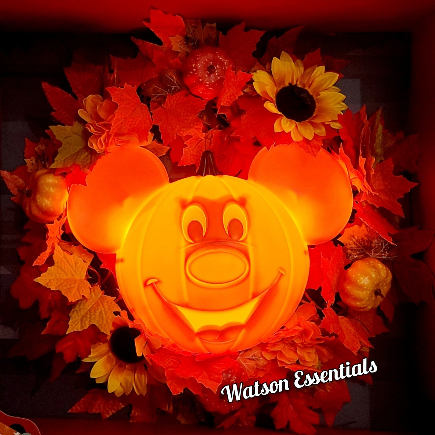 2025 Disney World Parks Halloween Mickey Mouse Pumpkin Wreath Light Up In Box