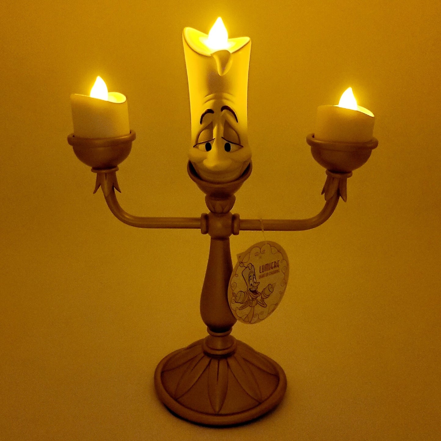 NEW Disney Parks Beauty & The Beast Cogsworth Clock Lumiere Light Up Figure Set