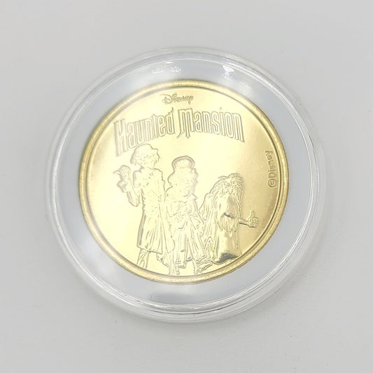 Haunted Mansion Hitchhiking Ghost Coin Disney Parks Golden Color Metal Medallion
