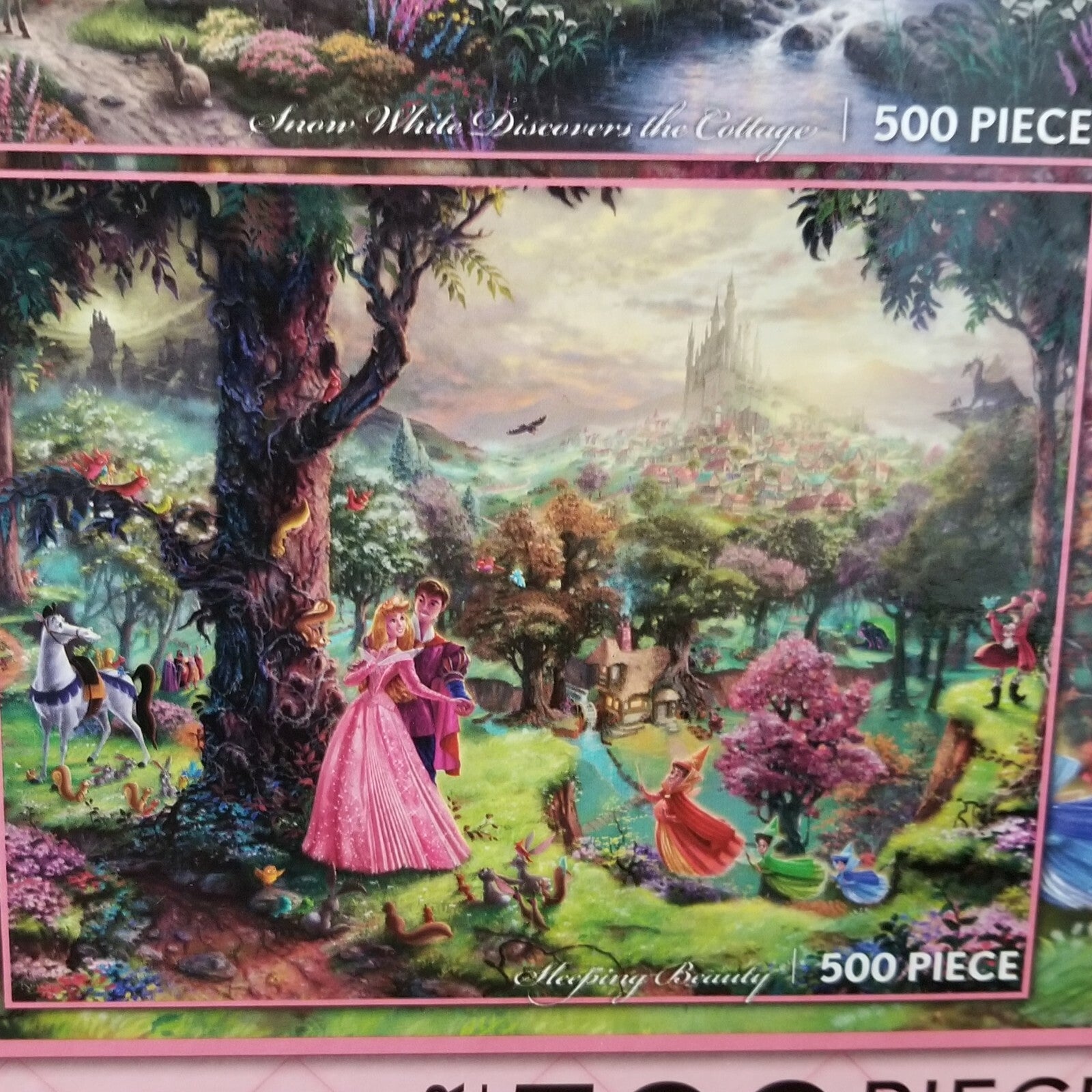 4-In-1 Disney Parks Thomas Kinkade Four Puzzles Cinderella, Snow, Ariel, Aurora