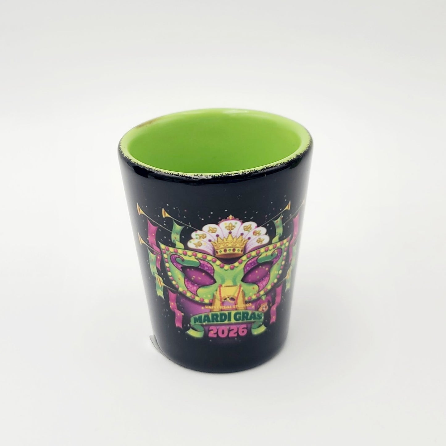 2026 Universal Studios Mardi Gras Shot Glass Parade Key Art 2oz Toothpick Holder