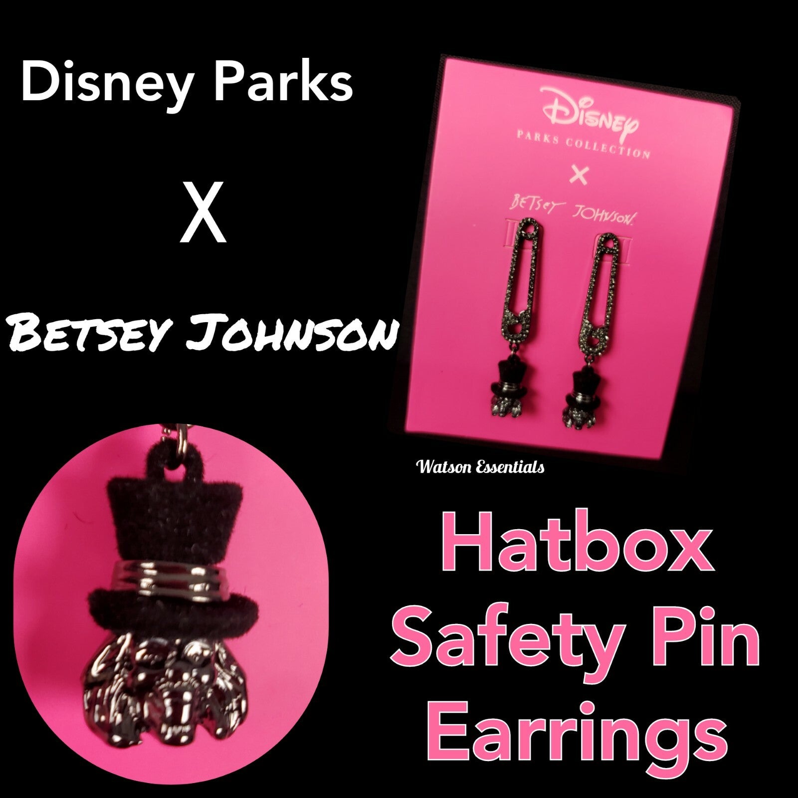 Disney Parks Haunted Mansion Hatbox Ghost Safety Pins Earrings By Betsey Johnson