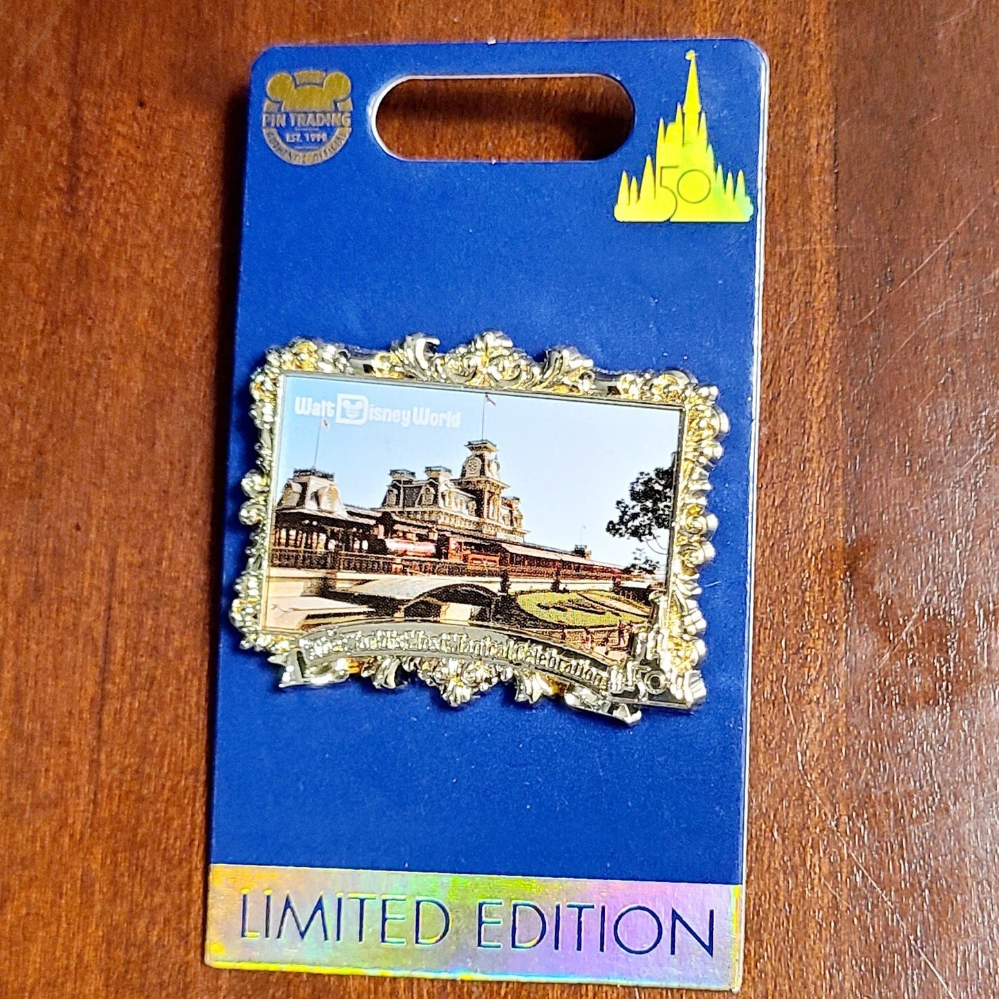 *2 Pin Set* Disney World Park 50th Anniversary Polynesian Train Station Postcard