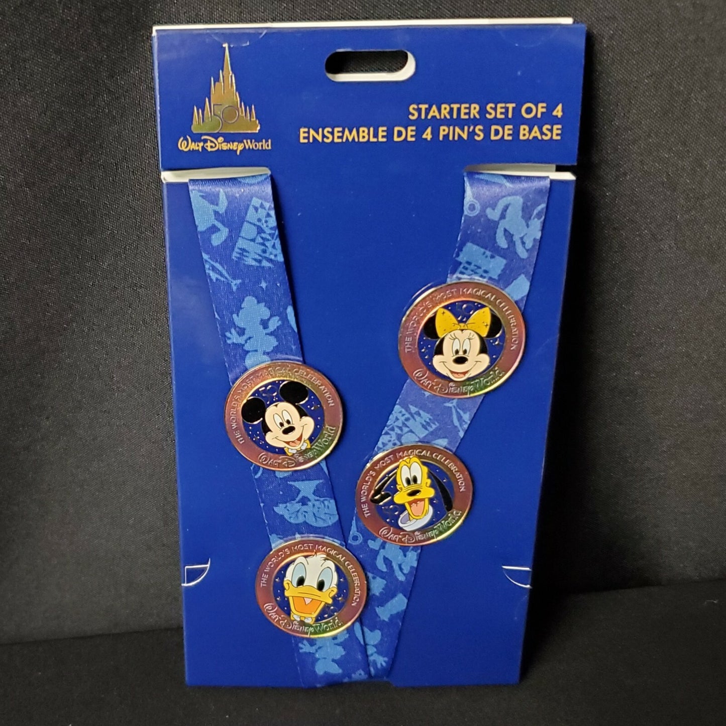 Walt Disney World WDW 50th Anniversary Pin Trading Starter Set Lanyard & AP Pin