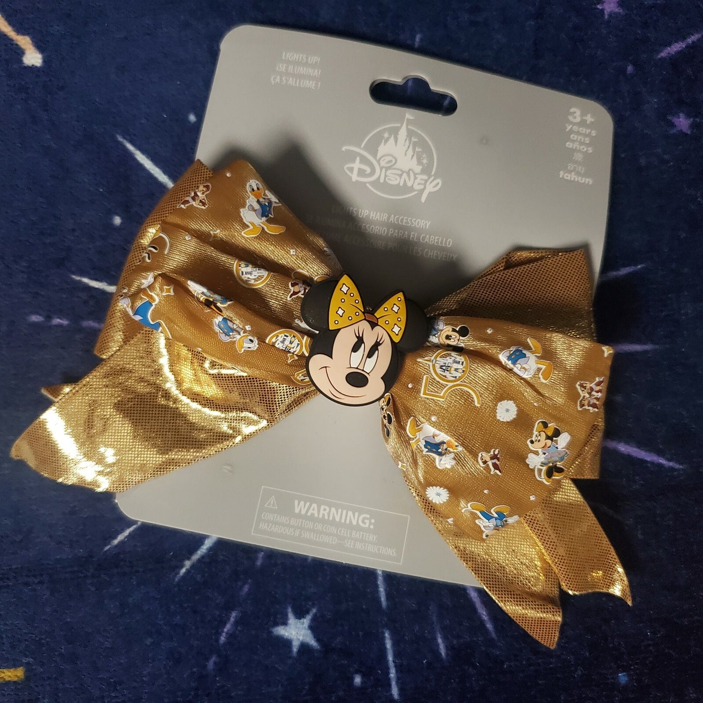Walt Disney World Parks 50th Anniversary Minnie Mouse Light Up Bow Kids Girl