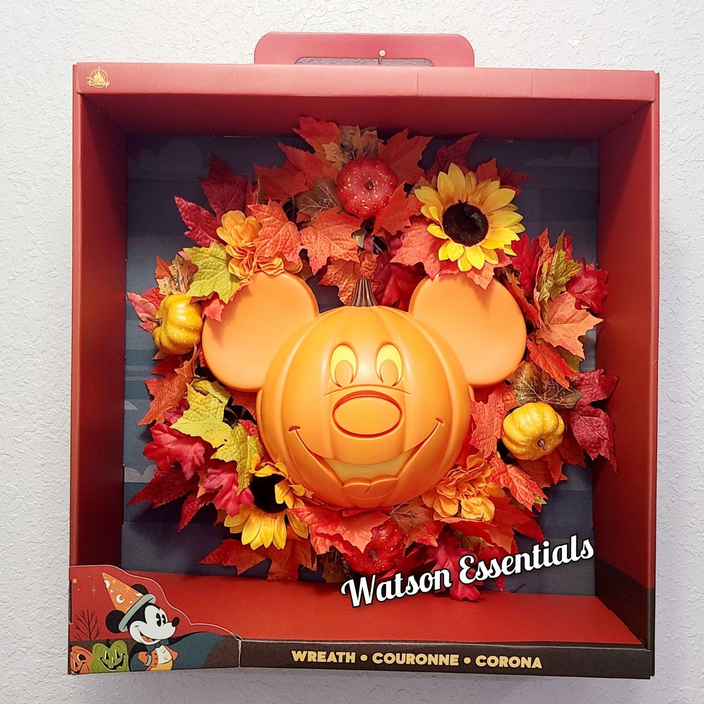 2025 Disney World Parks Halloween Mickey Mouse Pumpkin Wreath Light Up In Box