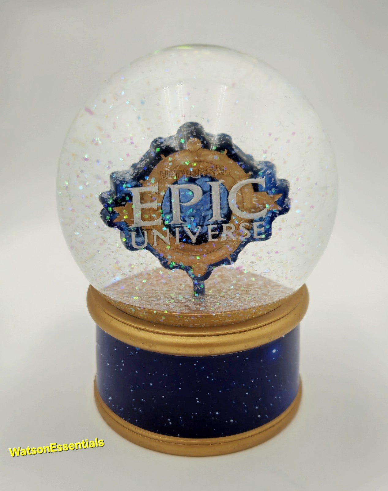 EPIC Universe Logo Snowglobe Water Globe Universal Studios Orlando Blue & Golden
