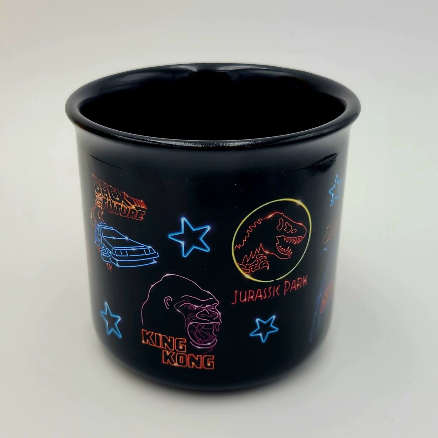 Universal Studios Florida 35th Anniversary Coffee Neon Mug Jaws Jurassic Park ET