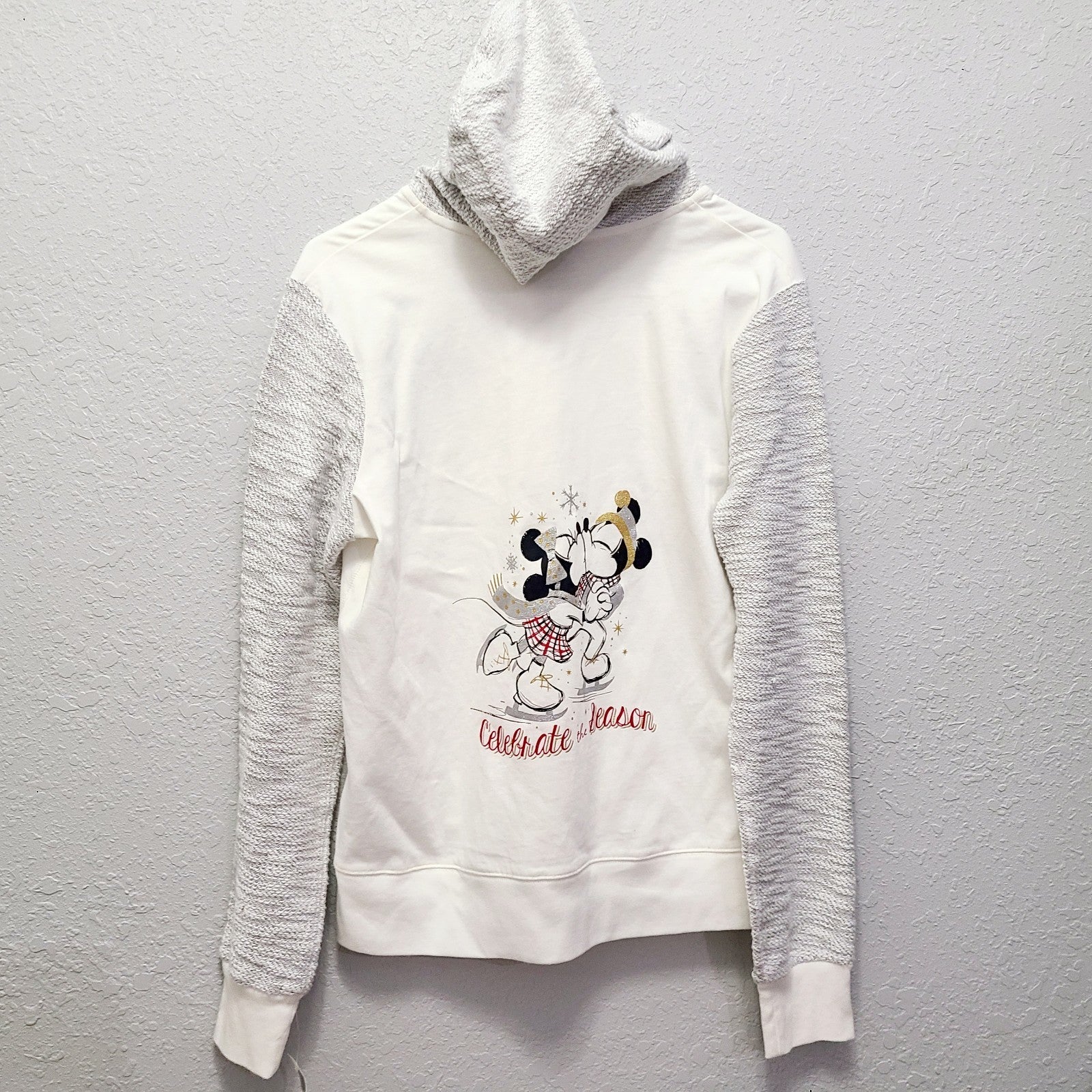LARGE Disney Park Holiday Zip Up Hoodie Mickey Minnie Mouse Christmas RARE HTF