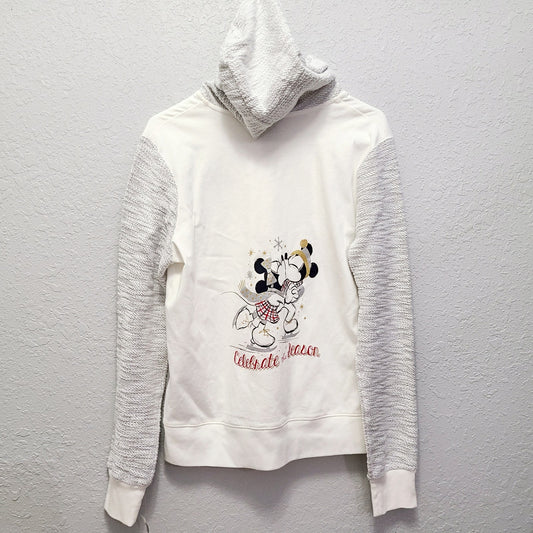 LARGE Disney Park Holiday Zip Up Hoodie Mickey Minnie Mouse Christmas RARE HTF