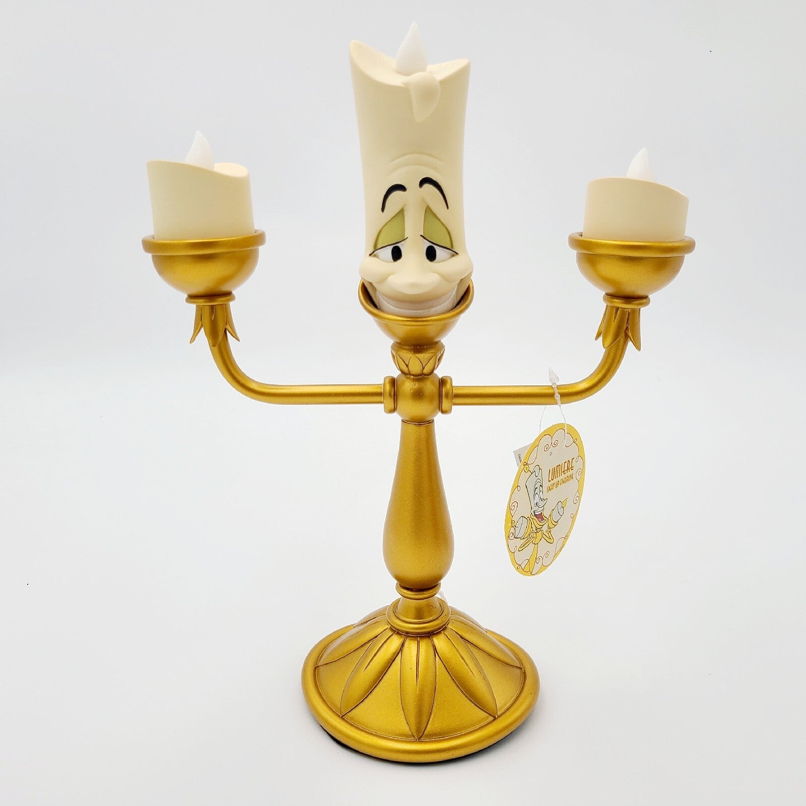 NEW Disney Parks Beauty & The Beast Cogsworth Clock Lumiere Light Up Figure Set