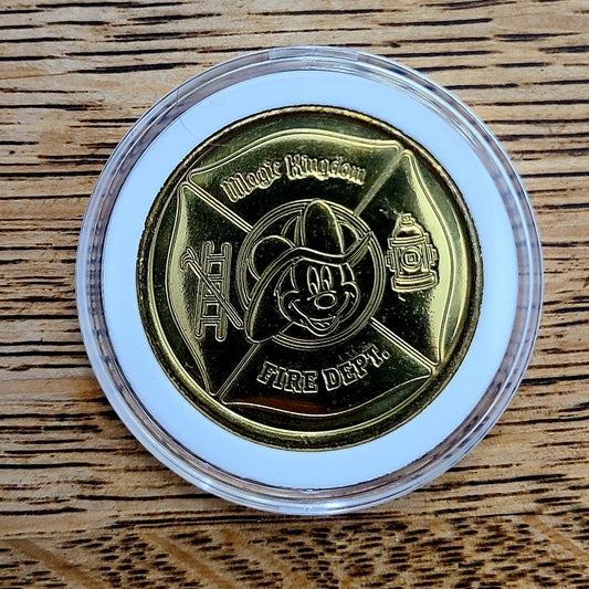 2024 Firefighter Mickey Coin Disney World Park Golden Color Metal Magic Kingdom