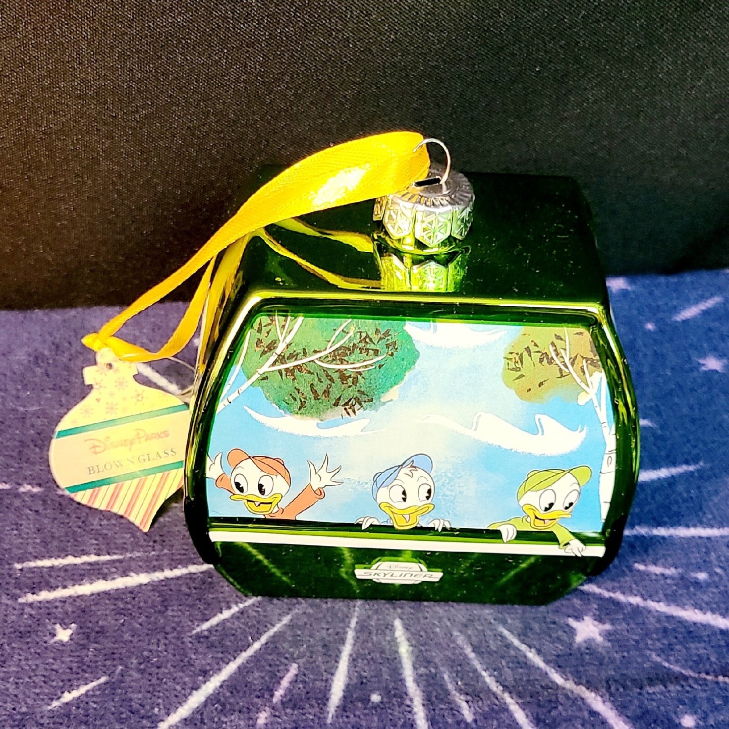 Disney Parks 2023 Skyliner Donald Duck Daisy Scrooge Glass Christmas Ornament