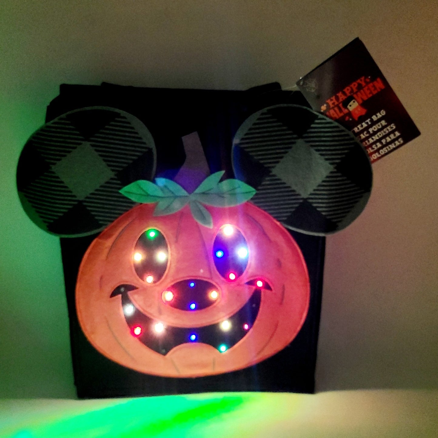 Disney Parks Mickey Jack-o'-Lantern Pumpkin π Felt Light-Up Halloween Candy Bag