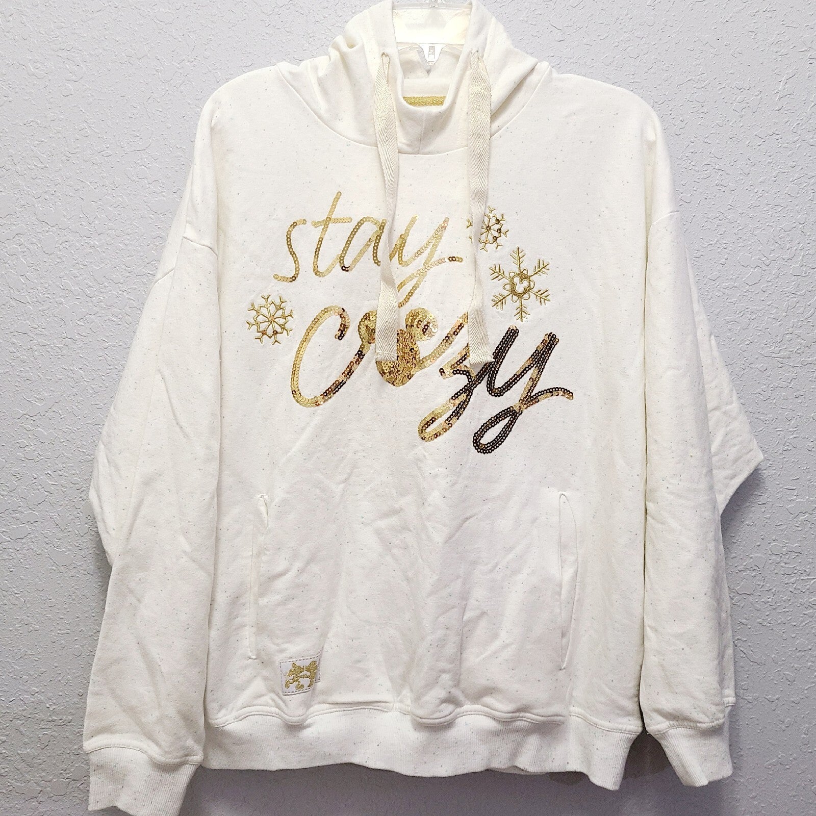 LARGE Disney Parks Stay Cozy Christmas Holiday Hooded Sweatshirt Pockets Mickey
