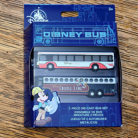 NEW 2024 Disney Parks Diecast Bus 2 Pack Set Buses Transport Cruise Line