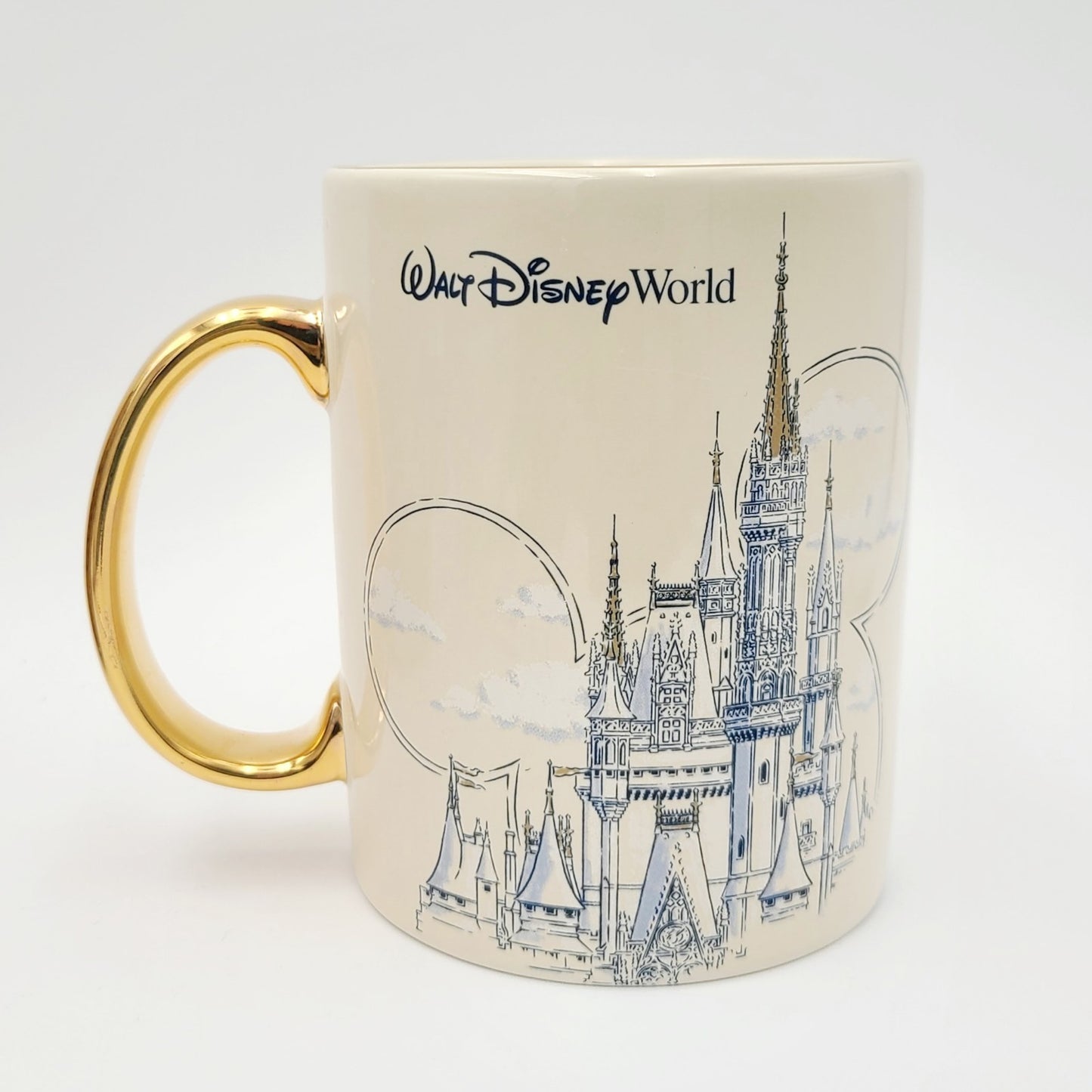 2026 Walt Disney World Parks White Gold Blue Cinderella Castle Coffee Cup Mug